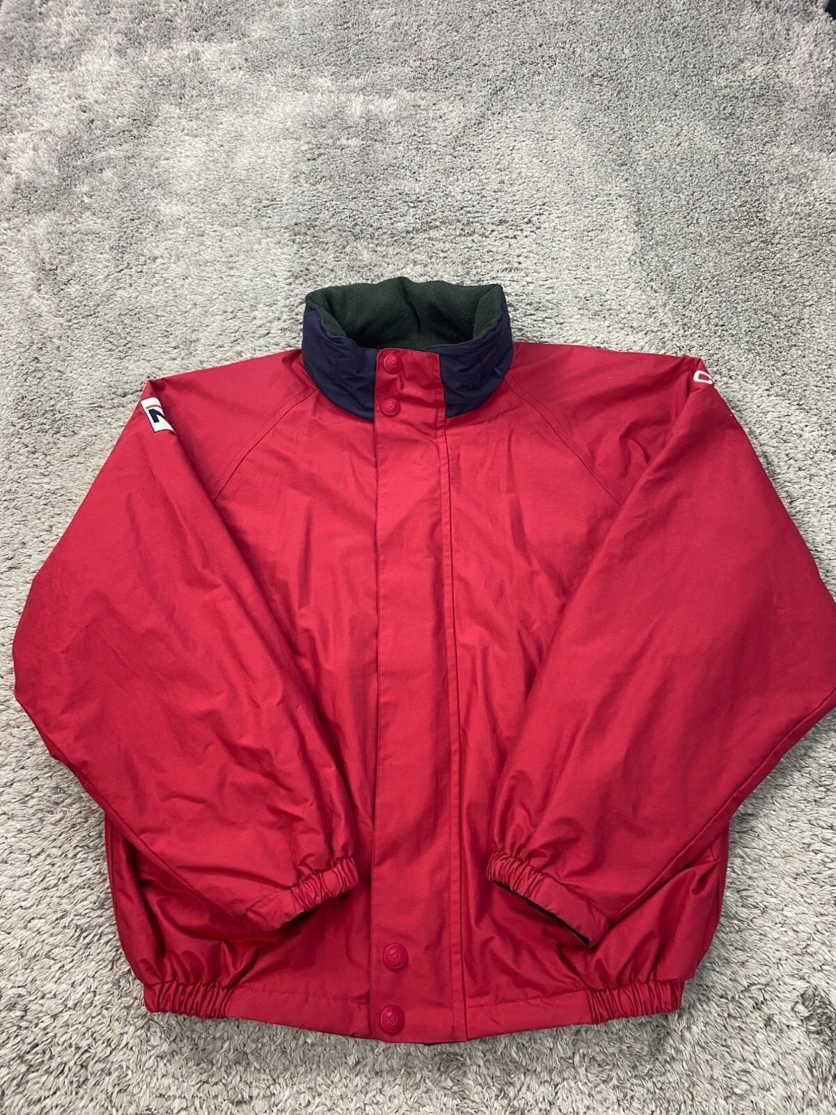 Nautica Jacket Mens XL Red Fleece Lined Reversible Windbreaker Ski Coat Vtg Y2K