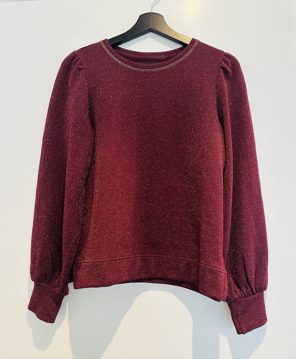 WYSE London Jumper Brand New Burgundy Gold Sparkly Sweatshirt Size XS-S  UK6-8