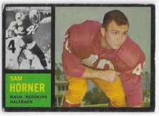 SAM HORNER 1962 Topps Football card #167 Washington Redskins VG-