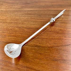 OLE G HAEHRE NORWEGIAN STERLING SILVER OLIVE SPOON GRAPES - JENSEN STYLE 8.5"