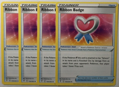 POKEMON 4X RIBBON BADGE 155/203 EVOLVING SKIES UNCOMMON NEAR MINT-PLAYSET