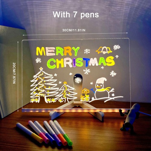 Creative LED Light Acrylic Message Note Board Erasable USB Drawing Night Lamp - Picture 13 of 15