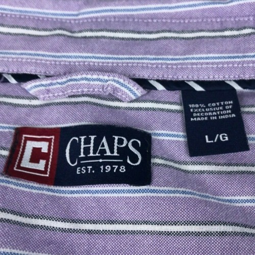 Ralph Lauren CHAPS Men's Large L Purple Striped Button Down Long Sleeve Shirt - Picture 7 of 11