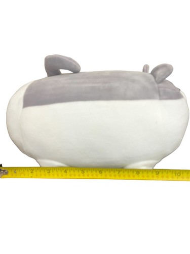 Almohada blanda grasa para perro Shiba Inu peluche 12" juguete gris blanco relleno súper suave - Imagen 8 de 8