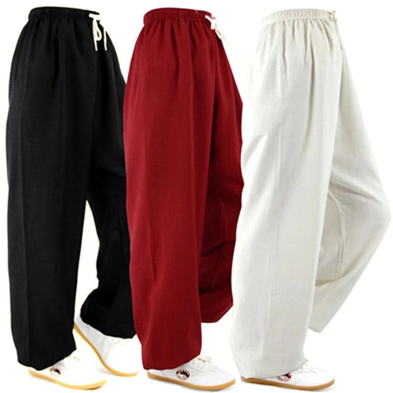 Pantalones de Kung Fu Tai Chi de lino unisex para adultos Pantalones de artes marciales Yoga Bloomers  Foto 2 de 4
