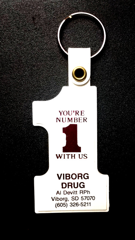 Vintage "You're Number 1 With Us" Viborg Drug South Dakota Keychain