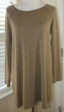 New JJs FAIRYLAND Short Shift DRESS - Size Medium - Taupe Brown - Long Sleeve
