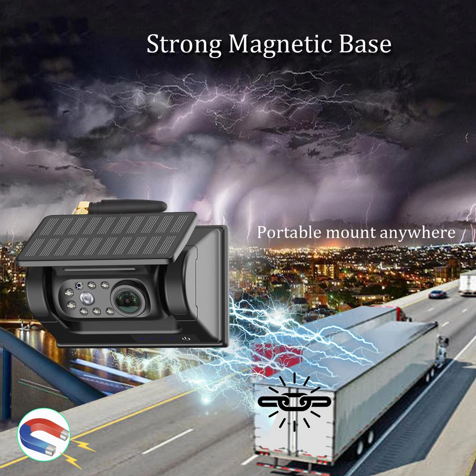 2 Channel 5" Monitor Wireless solar magnetic Backup camera Rechargeable Battery - Image 4 of 4