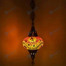 Turkish Moroccan Glass Mosaic Ceiling Hanging Chandelier Light Lamp Large Globe