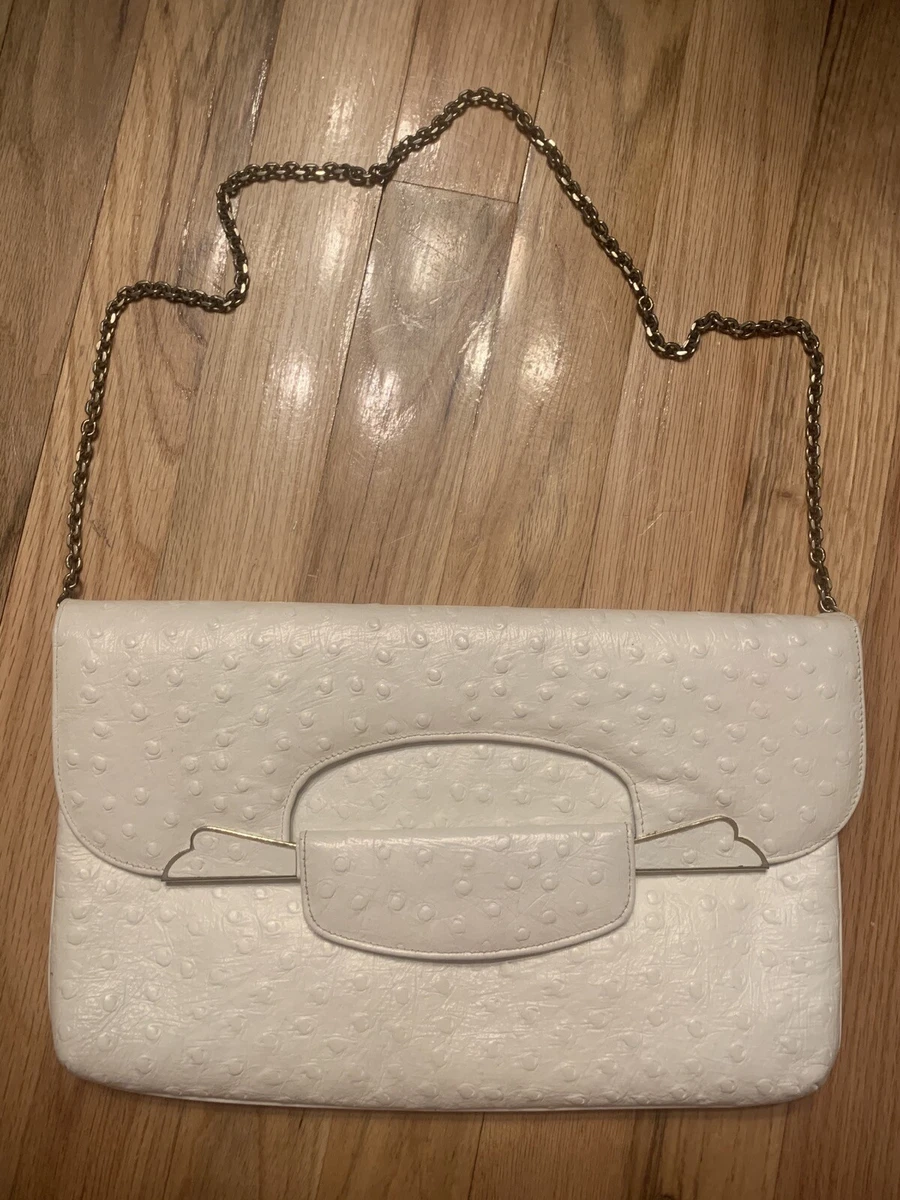 White leather hotsell clutch purse