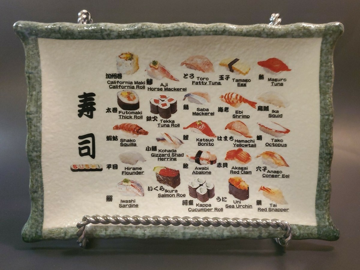 Vintage Japanese Pottery Sushi Plate Menu English Japan