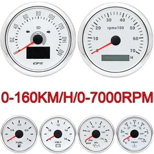 6 Gauge Set 85mm White GPS Speedometer 160km/h Tacho 7000RPM for Boat Car Truck