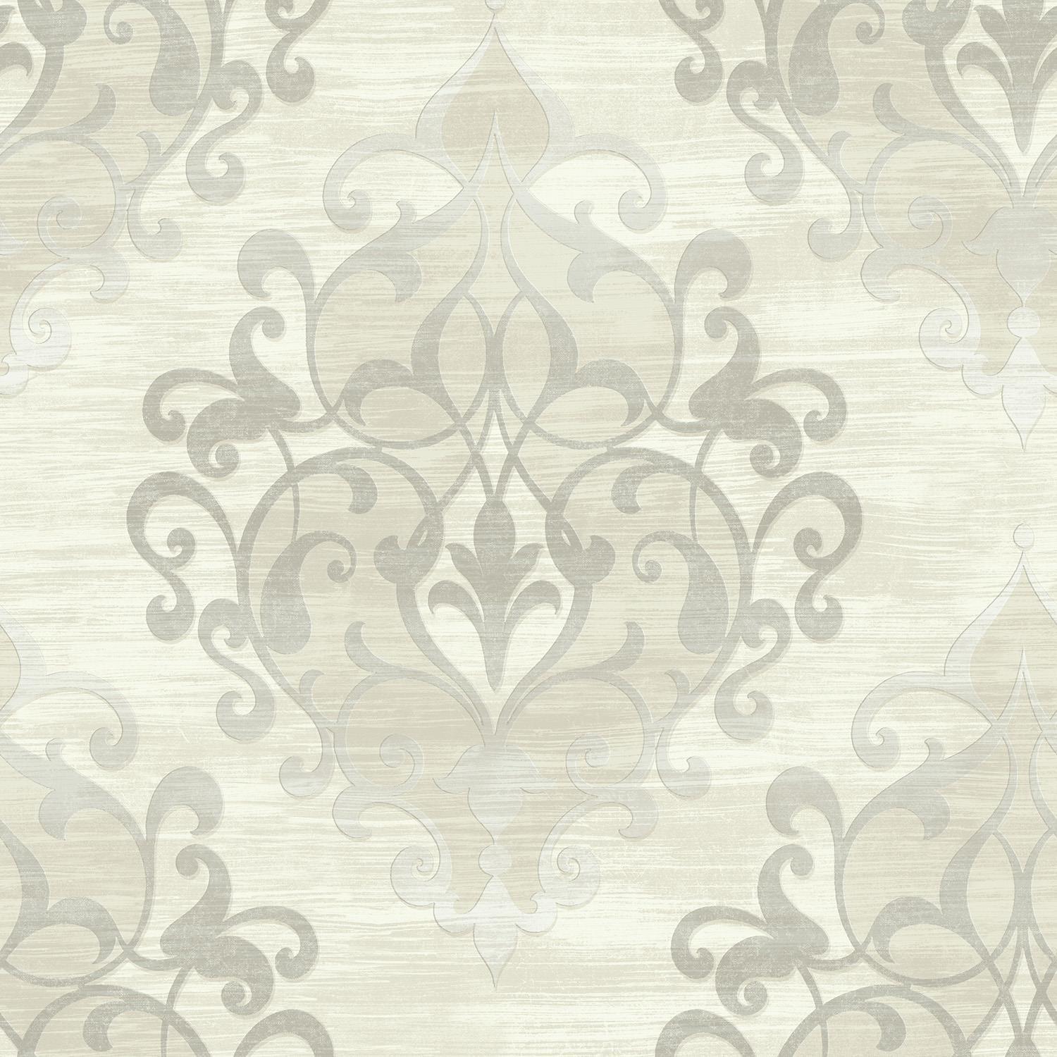 Designer Wallpapers Glitter Damask Grey Classic Traditional Acrylic Coated