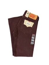 Levis 501 Jeans New Mens Original Button Fly Color Burgundy Maroon 005013218