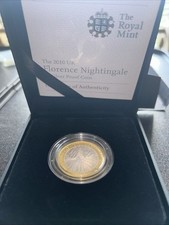 2010 £2 FLORENCE NIGHTINGALE SILVER PROOF COIN IN ROYAL MINT BOX + COA (REF.N1)