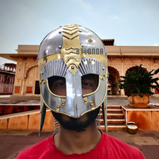 Medieval Wearable Armor Costume Viking Nasal Mask Helmet with Chainmail Gift