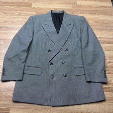 Vintage Burberrys Blazer Mens 44 Gray Wool Double Breasted Coat Jacket 90s USA