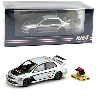 Mitsubishi Lancer Evolution 9 Evo 9 MR GSR RALLY Silver w/Engine Display 1:64
