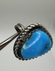 Fun Vintage Old Pawn Native American Sterling Deep Blue Turquoise Ring Size 9.75 — photo 9