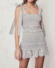 LoveShackFancy Belle Stripe Smocked Tiered Mini Dress