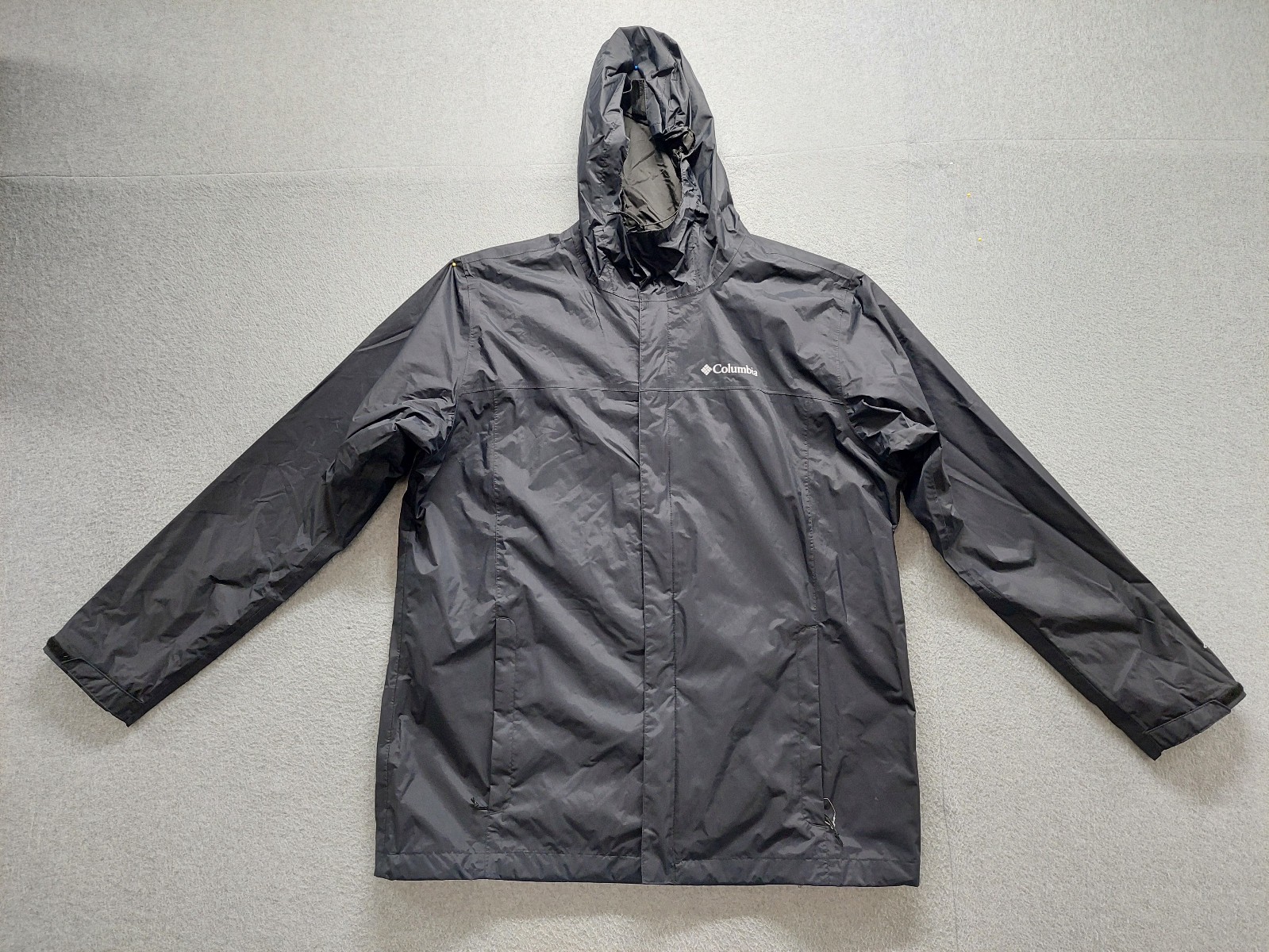 Columbia Men Rain Jacket LT Black Long Sleeve Pockets Hooded