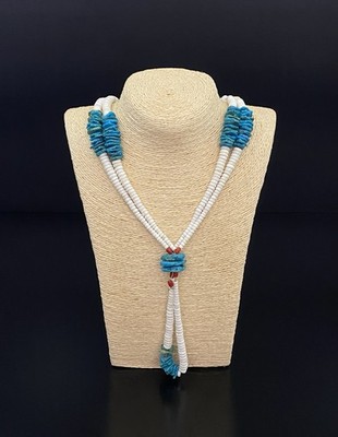 Santo Doming Native American Turquoise Shell Coral Vintage Navajo Jacla Necklace