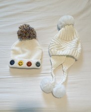 Toddler Winter Knit Hats Pom Beanie Smiley Face Ear Flap Hat Cozy Cute Trendy