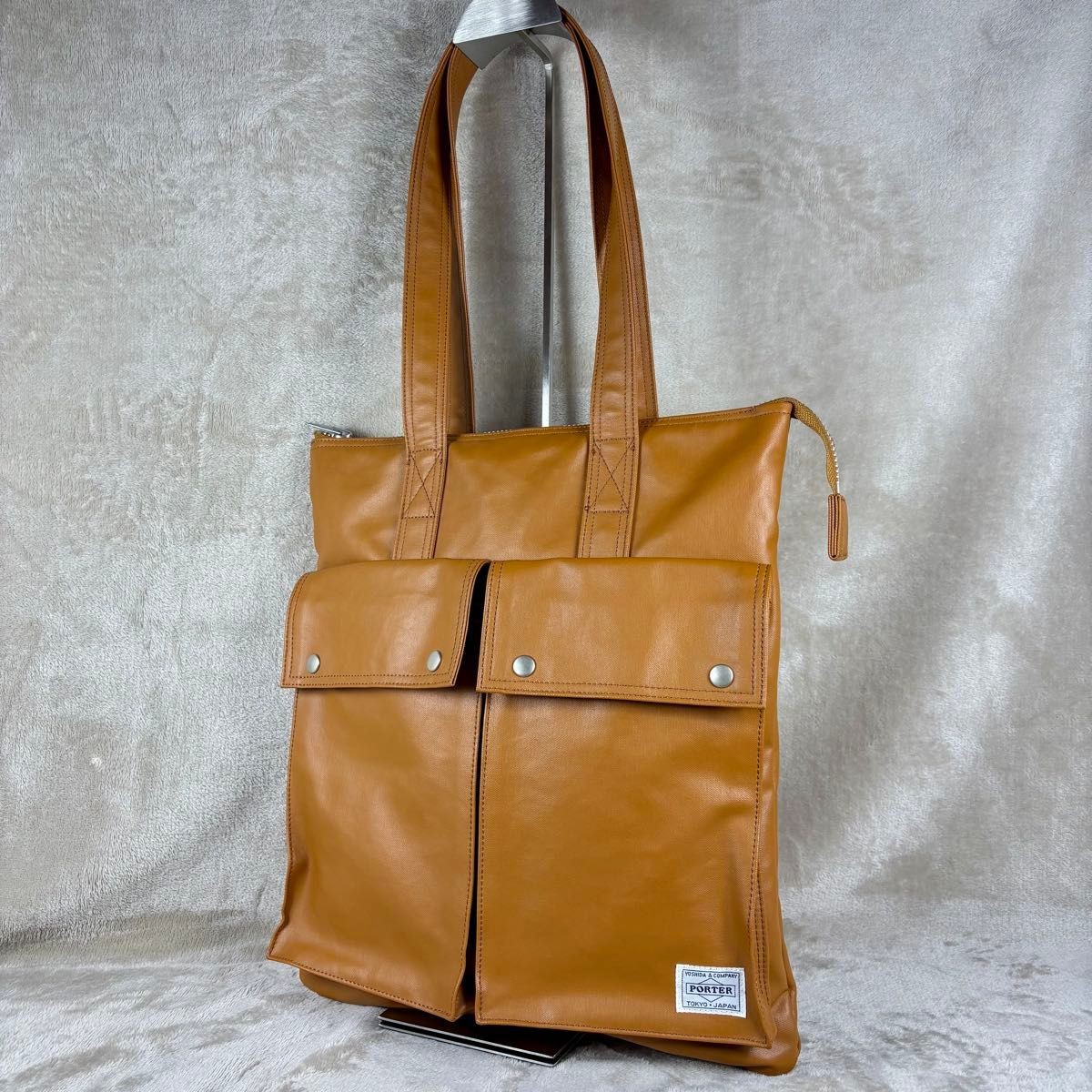 Bolso de Mano PORTER Freestyle Marrón Lona Recubierta x Cuero Talla A4 Unisex