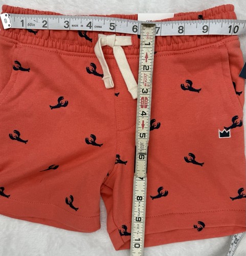 Crown & Ivy Kids Lobster Pull-On Casual Shorts Size 2T Coral Navy Drawstring - Picture 6 of 6