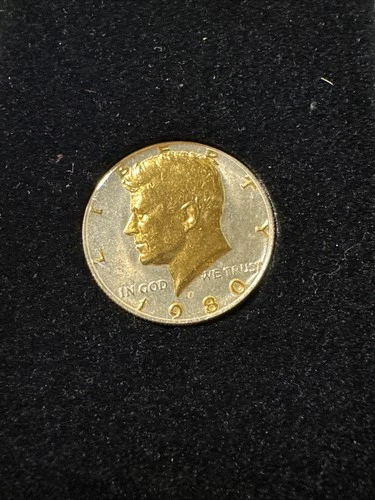Danbury Mint Kennedy Half Dollar 1980-P Gold Plated and Enameled