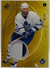 2025-26 SP Game Used Jason Allison Gold Patch /10 Game Used Maple Leafs