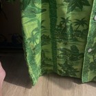 Vintage Dark Lime Green Hawaiian Scenery Shirt Hula Girl Boat Beach Hibiscus -XL — photo 5