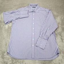 Burberry London Shirt Mens XXLT Blue Striped Long Sleeve Button Up Cotton