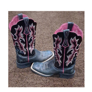 Ariat Women's Western Equestrian Boots Black Pink Leather US 5.5B