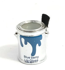 Lip Gloss Blue Berry Novelty 1990's Paint Can Bucket with Brush Lip Gloss Balm