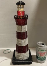Handmade Beadworkx Red Lighthouse Sculpture Light 14 1/2” Tall