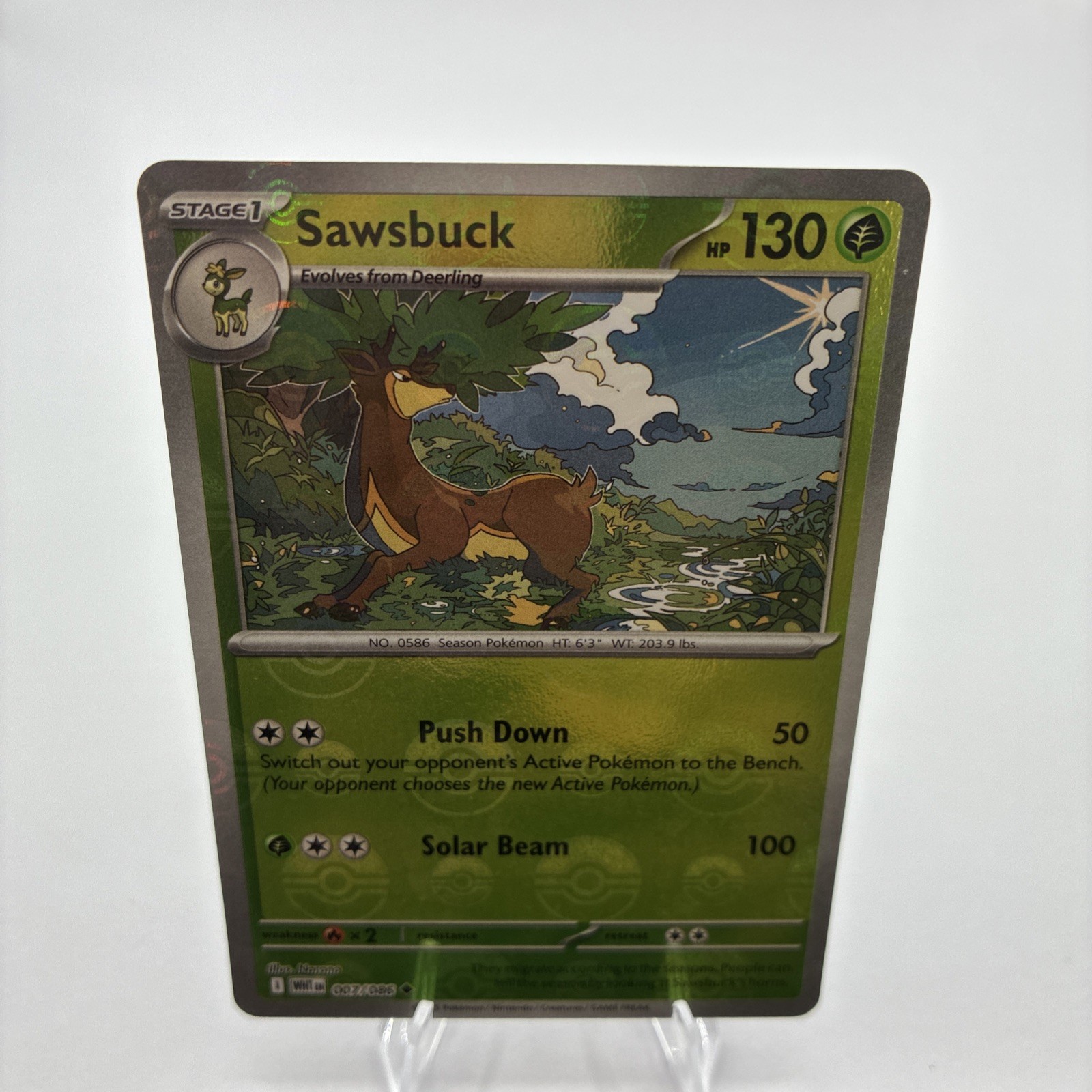 Sawsbuck 7/86 Pokeball White Flare WHT -Near Mint- Pokemon TCG