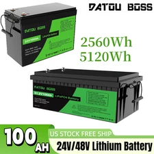24V/48V 100Ah LiFePO4 Lithium Battery 100 BMS 15000+ Deep Cycle For RV Off-Grid