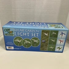 One Stop Gardens 3 Pieces Solar Light Set NIB Walkway Planter Yard Lights