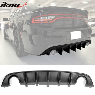 #ad Fits 15 23 Dodge Charger IKON V2 Style Matte Black Rear Bumper Diffuser Lip 2PC $89.99