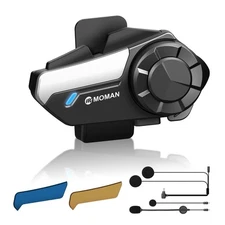 Moman Motorcycle Intercom, H2S Motorbike Helmet Headset 2-Way 1000M Communica...