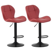 Set of 2 Height Adjustable Swivel Bar Stools w/Faux Leather Seat - Stella