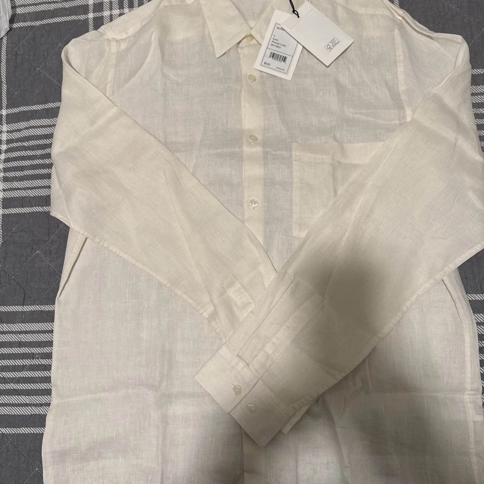 THEORY Men’s Irving PA Precise 💯 Linen Long Sleeves Ivory Sz L 225$ NWT