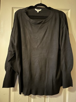 Terra & Sky Women s Size 2X Sweater Puff Sleeve Black Work School Travel Casual