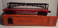 LIONEL O GAUGE POSTWAR FLAT CAR WITH BLACK ARCH TRESTLE BRIDGE No. 6825 WITH BOX