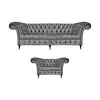 Chesterfield Grau Sofa Dreisitze Couch Wohnzimmer Sessel PolstermöBel