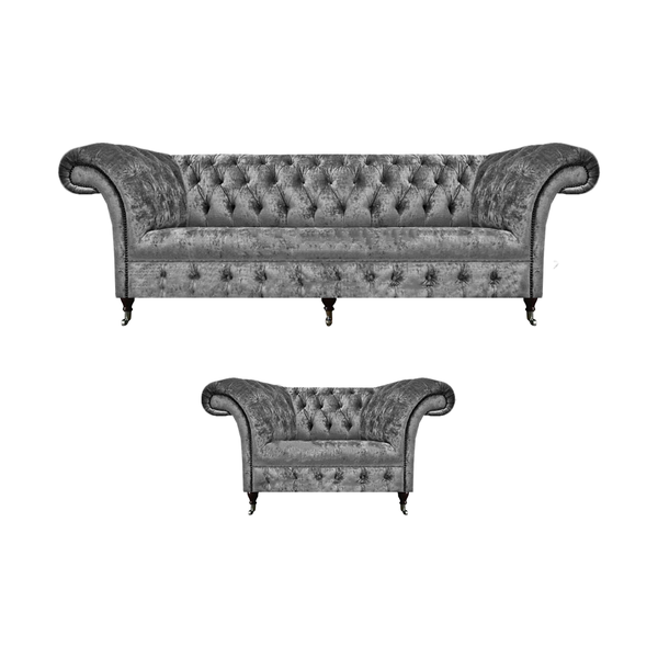 Chesterfield Grau Sofa Dreisitze Couch Wohnzimmer Sessel PolstermöBel-image
