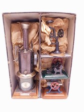 Antique Ernst Plank Toy Live Steam Engine Noris + 3 Accessories Box Drill Press