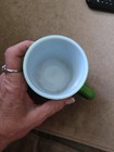 Vintage Hazel Atlas GREEN Orange Peel Texture Painted Milk Glass Cup Coffee Mug  — photo 3