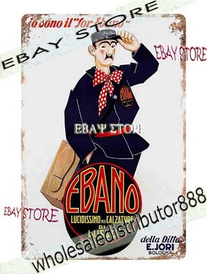 Tin Sign 1928 Ebano shoe polish retro plaque Italy auto shop decor
